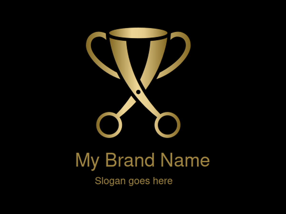 Gold Scissors Trophy Logo for Barber Competitions, Hair Awards & Grooming Events